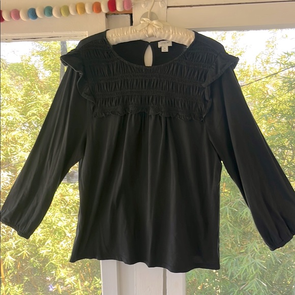 J. Crew 💕 Smocked Ruffle Long Sleeve Top💕 XL - Picture 1 of 8